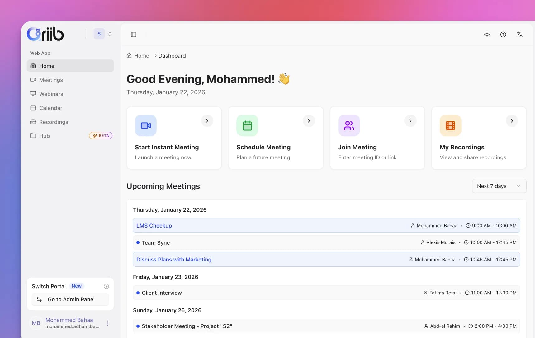 Qriib Dashboard